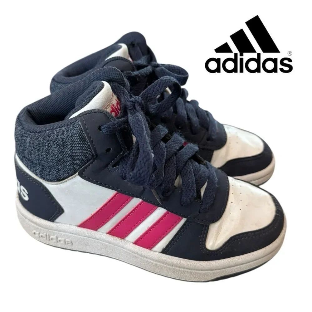 Adidas B75746 Hoops 2.0 Basketball Navy/Pink Youth Unisex Shoes Sneakers 11 11k